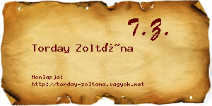 Torday Zoltána névjegykártya